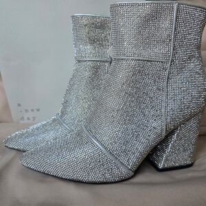 A New Day Glittering Silver Ankle Booties